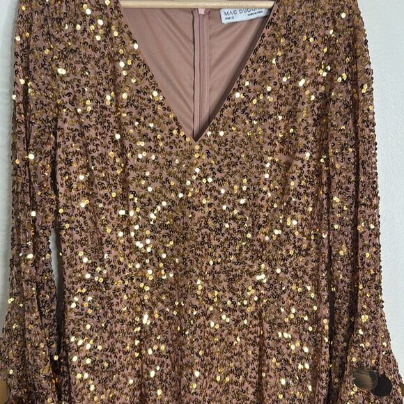 Mac Duggal style 94016 3D hanging disco Sequin copper Evening party Dress SZ 12 - Picture 5 of 12